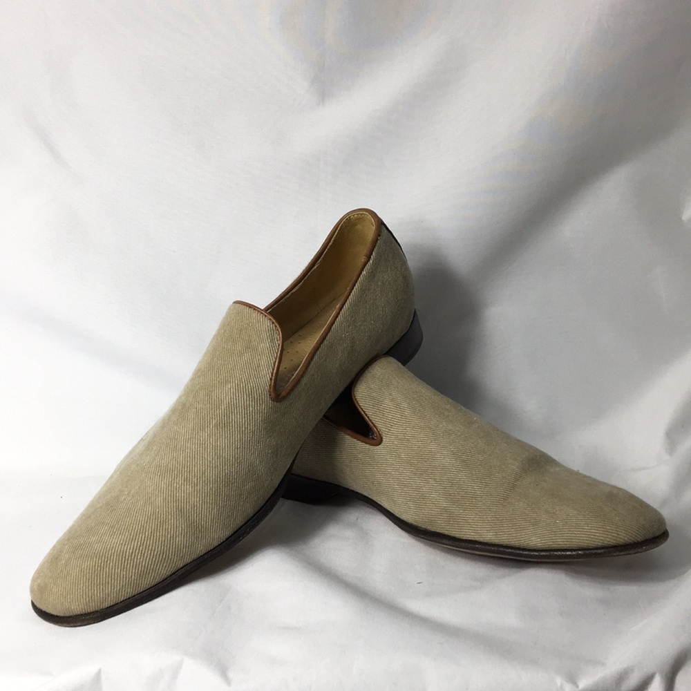 Donald J. Pliner Mens Fabric & Leather Slip-On Loafers Size 8 Like-NEW Condition